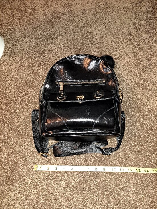 Madden NYC Women\'s Faux Leather Dome Ring Backpack,Purse &Keychain-Key Charm